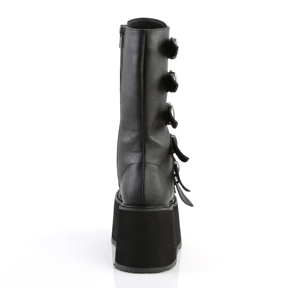 Demonia Black Platform Buckle Combat Boots